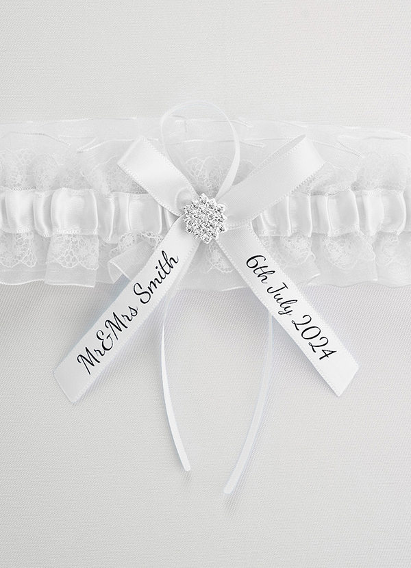 front Personalized Lace Blue Wedding Garter