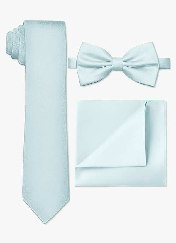 front Set van matte satijnen skinny stropdas, vlinderdas en pochet