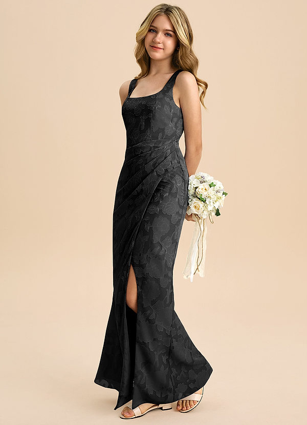 Mero Junior Black Sheath Pleated Floral Burnout Dress image1