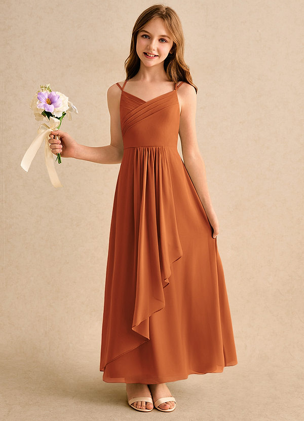 Zaida Girls Formal Flower Girl Dresses Cinnamon A-Line Pleated Chiffon Dress image1
