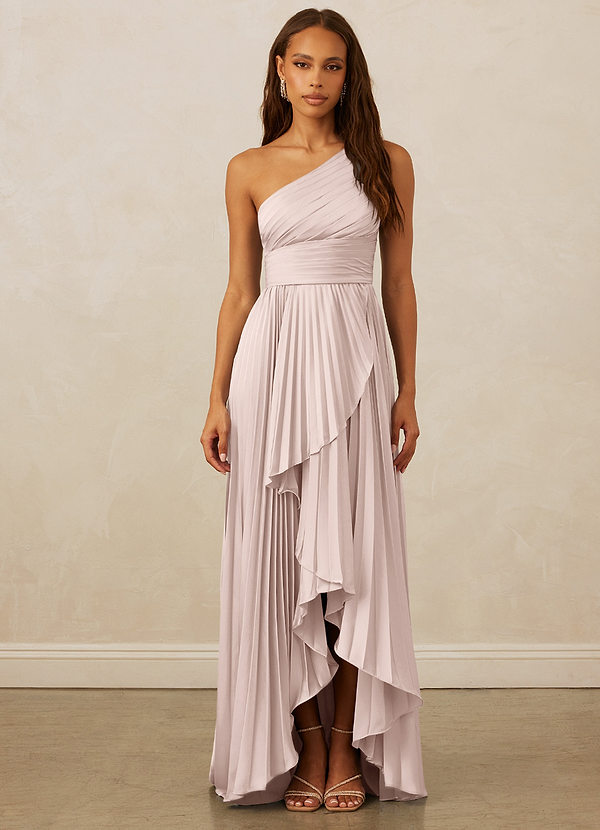Christian Siriano Bridal for Azazie 1008 Bridesmaid Dresses Blushing Pink A-Line One Shoulder Stretch Satin Dress image1