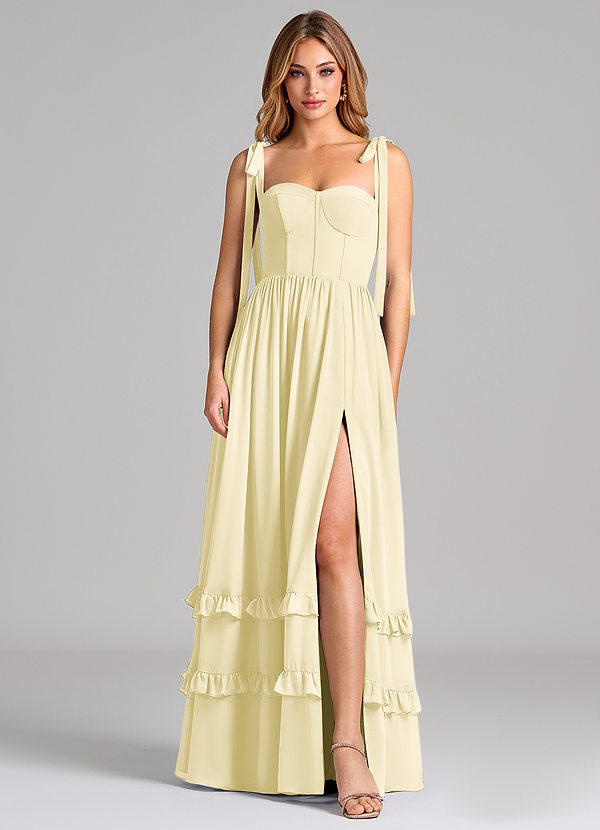 Azazie Anastacia Bridesmaid Dresses Lemon Sorbet A-Line Sweetheart Neckline Chiffon Dress image1