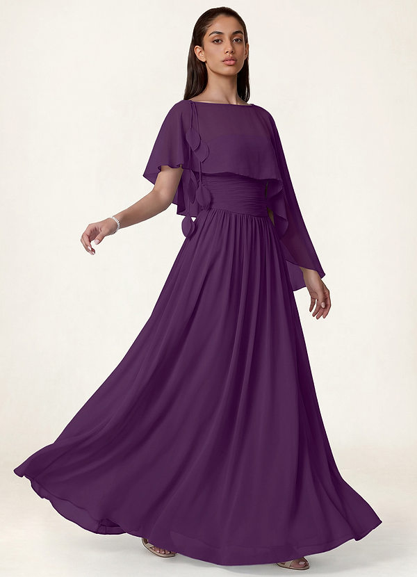 front Azazie Matching Color Floral Sheer Chiffon Cape