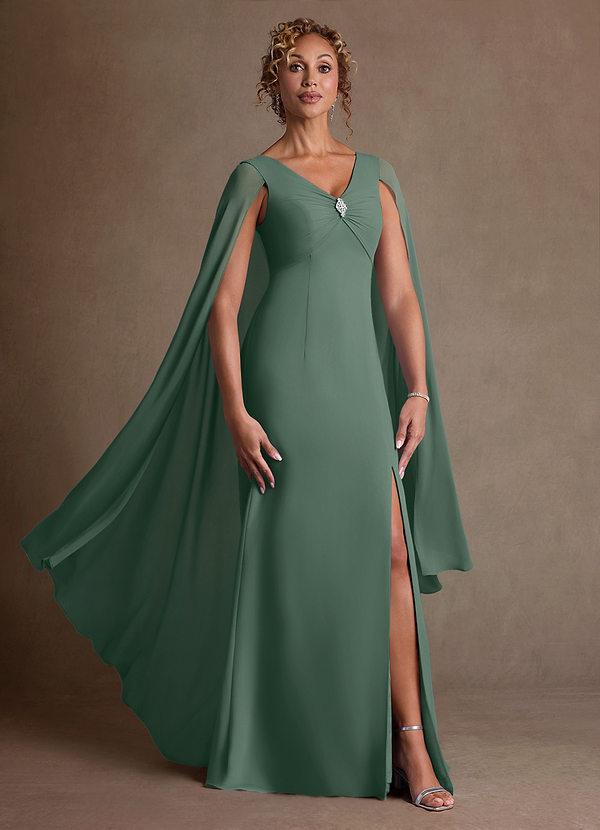 Azazie Boudica Klänningar till brudens mor Klä A-Line i Chiffong Plisserad Eukalyptus image1