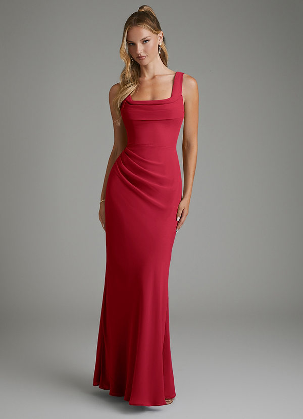 Azazie Asa Bridesmaid Dresses Scarlet Sheath Corset Chiffon Dress image1