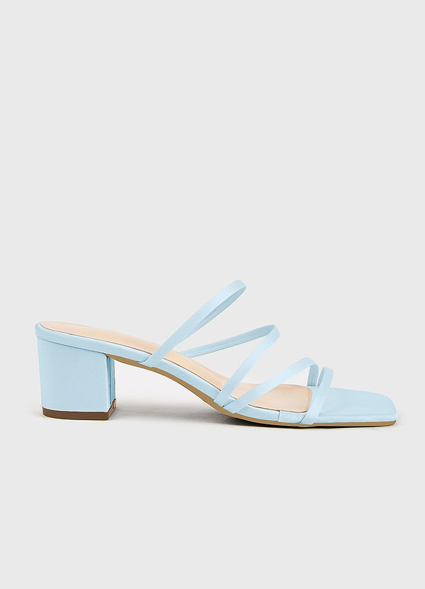 front Matching Color Matte Satin Strap Low Heel Sandals