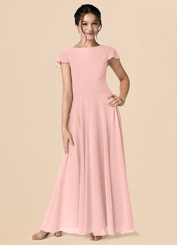 Azazie Payton Junior Rosette A-Line Bow Chiffon Dress image1