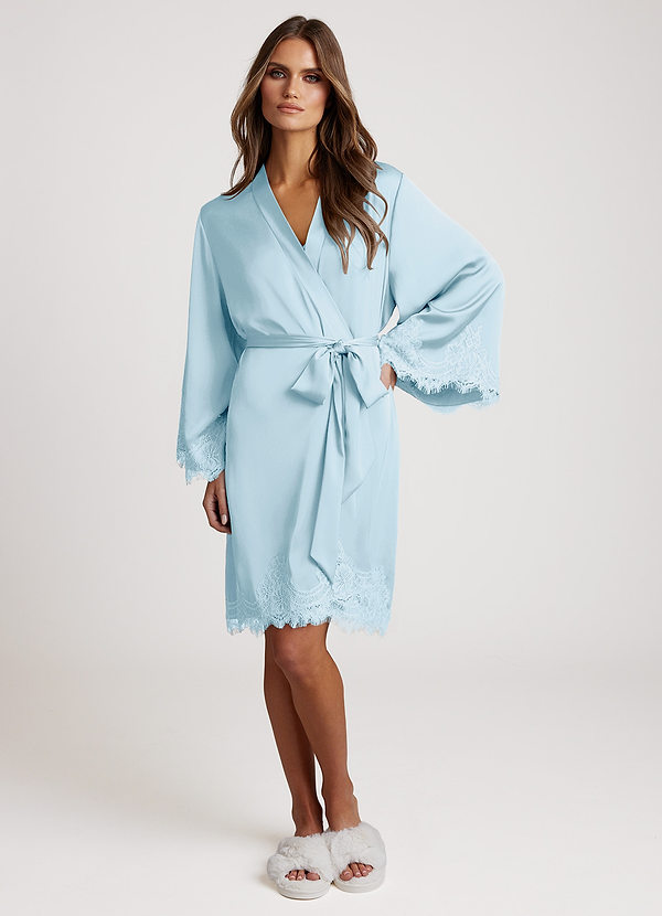 front Himmelsblå Signaturbadrockar i spets och satin