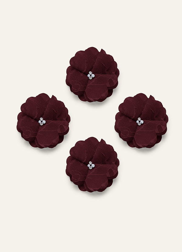 front Four-Piece Matching Color Floral Burnout Hair Clip Set