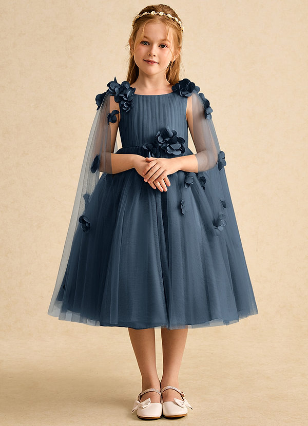 Azazie Staria Blumenkinder Kleider Ballkleid Gestreift Tüll Kleid Neptunblau image1