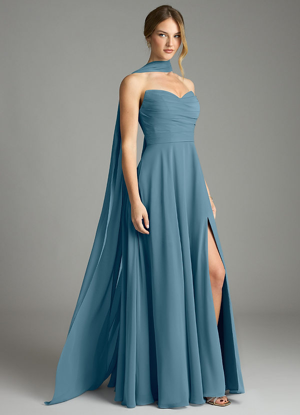 Azazie Ayla Abiti da Damigella Abito A-Line in Chiffon Scollo a Cuore Bermuda image1