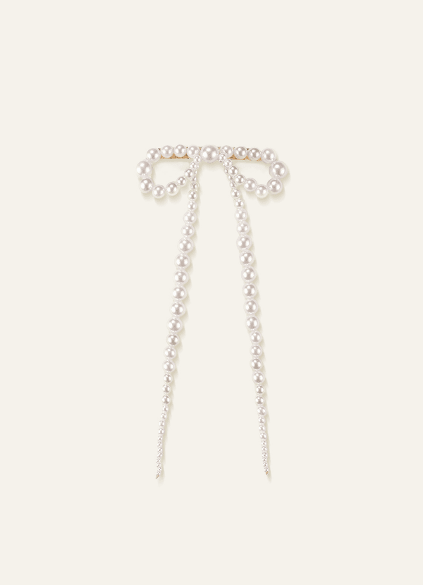 front Pearl Bow Barrette