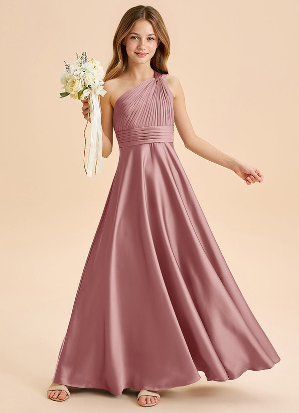 Azazie Charlize Junior Klä av A-Line i Stretch Satin Plisserad image1