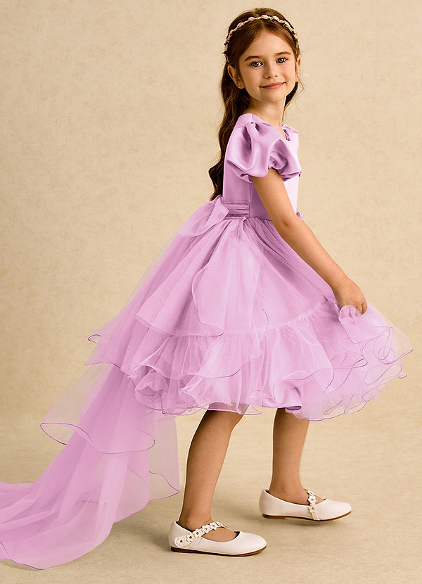 Azazie Cocoa Abiti da Ragazza di Fiori Abito Principessa in Tulle Plissettato Rosa Confetto image1