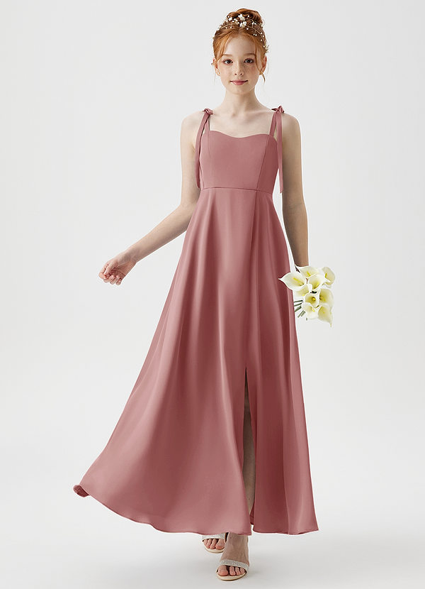 Azazie Rosey Junior Dusty Rose A-Line Sweetheart Neckline Stretch Satin Dress image1