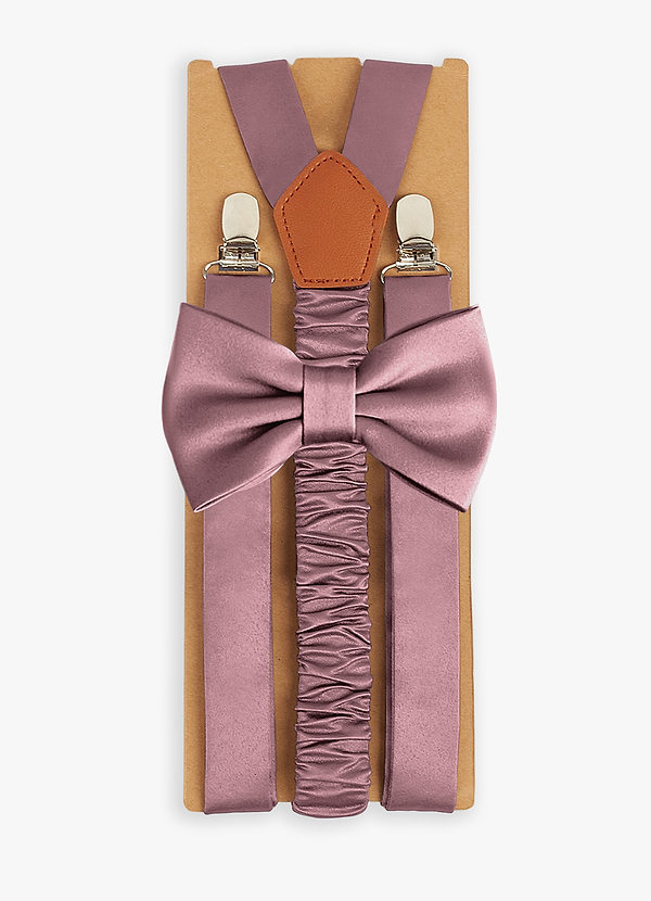 front Passendes Set aus Fliege und Hosenträgern aus mattem Satin