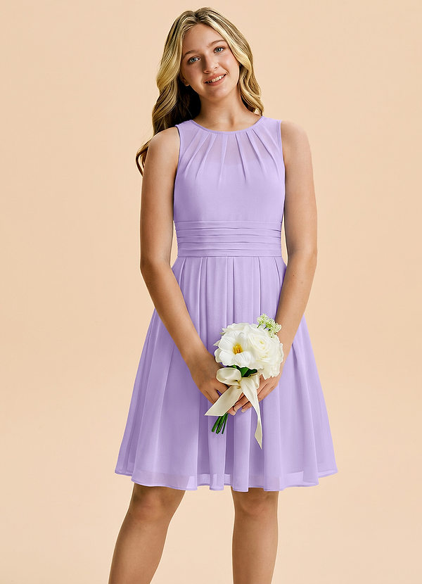 Azazie Bibiane Junior Lilac A-Line Pleated Chiffon Dress image1