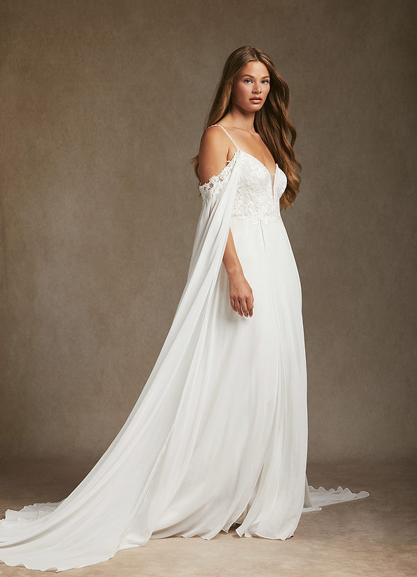 Azazie Nova Wedding Dresses Diamond White A-Line Sequins Chiffon Dress image1