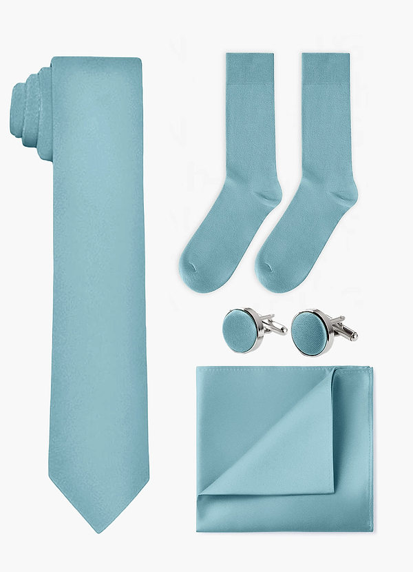 front Conjunto de corbata ancha, pañuelo de bolsillo, gemelos y calcetines a juego