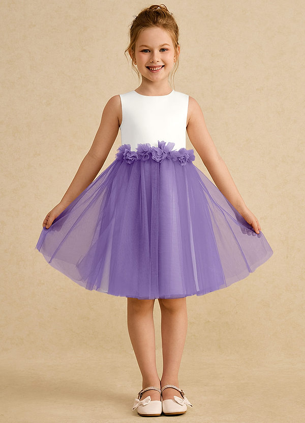 Azazie Louisa Flower Girl Dresses Ivory Tahiti A-Line Sleeveless Tulle Dress image1