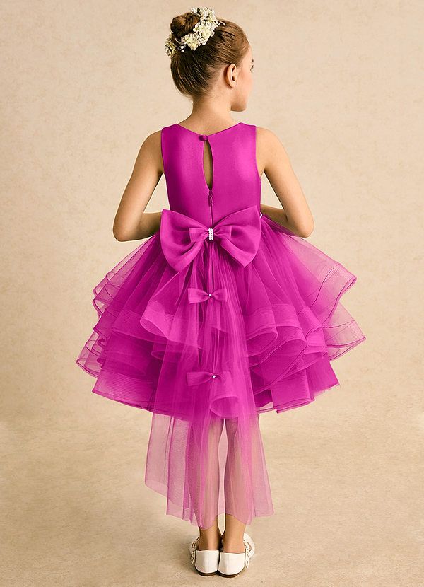 Azazie Tinie Flower Girl Dresses Fuchsia Ball-Gown Bow Tulle Dress image1