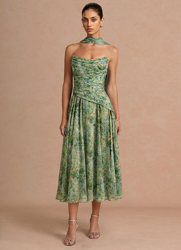 Robe Midi Vert Floral Gabriela image1