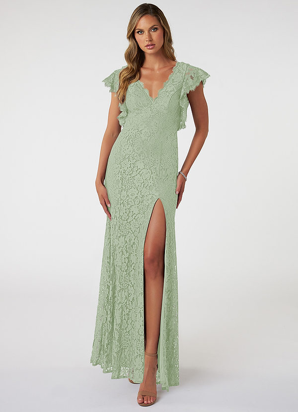 Azazie Amabel Bridesmaid Dresses A-Line Lace Floor-Length Dress image1