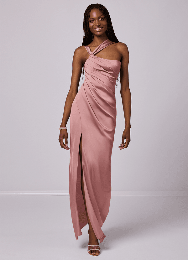 Barbie ♥ Azazie Bridesmaid Dresses Dusty Rose Mermaid One Shoulder Stretch Satin Dress image1