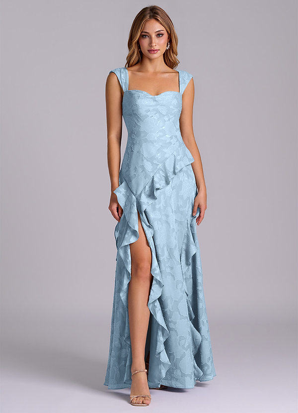 Sloane Bridesmaid Dresses Sky Blue A-Line Sweetheart Neckline Floral Burnout Dress image1