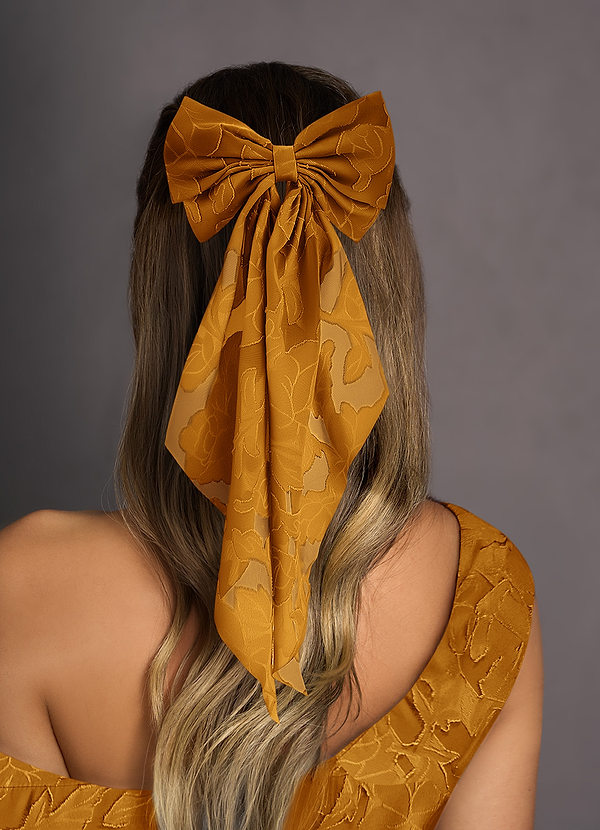 front Fermaglio per capelli con fiocco floreale in tinta unita