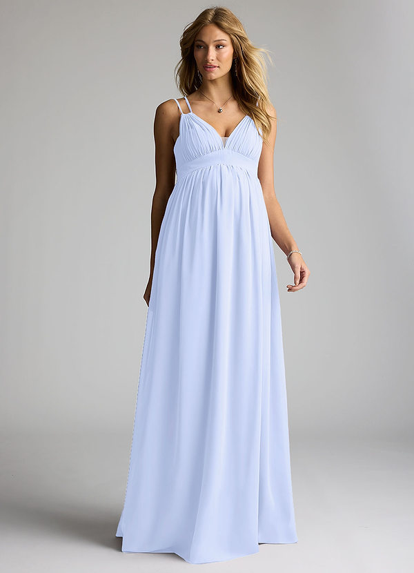 Azazie Emree Maternity Bridesmaid Dresses A-Line Chiffon Floor-Length Dress image1