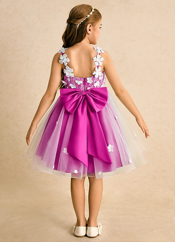 Azazie Junebug Vestidos de Niña de Flores Vestido de Marfil Fucsia de Tul de Princesa con Encaje image1