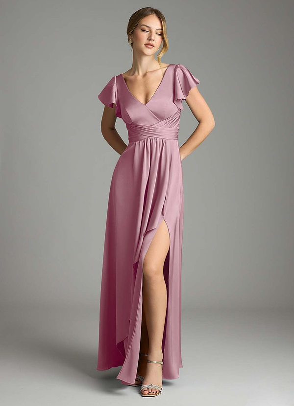 Azazie Omari Vintage Mauve Stretch Satin Bridesmaid Dresses | Azazie