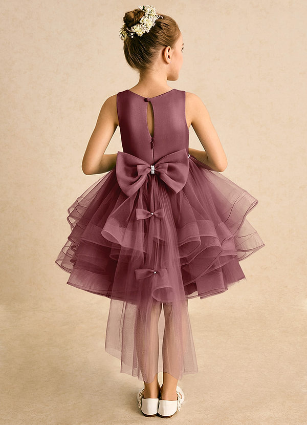 Azazie Tinie Blumenkinder Kleider Ballkleid Schleifen Tüll Kleid Wüstenrose image1