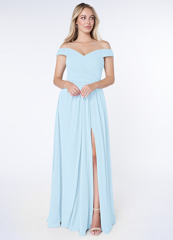 Audrianna A-Line Off-The-Shoulder Gathered Chiffon Convertible Dress