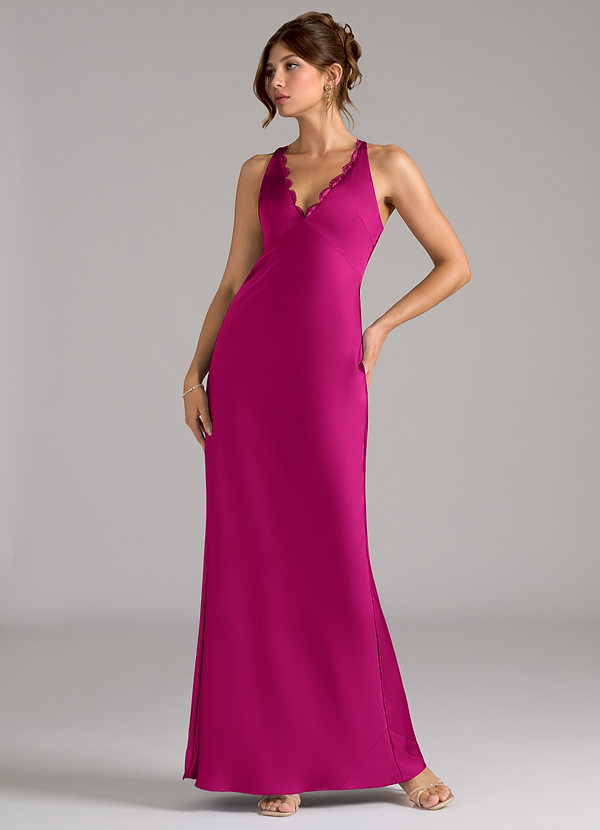 Azazie Tianna Vestidos Dama de Honor Vestido de Fucsia de Satén Elástico de Corte en A image1