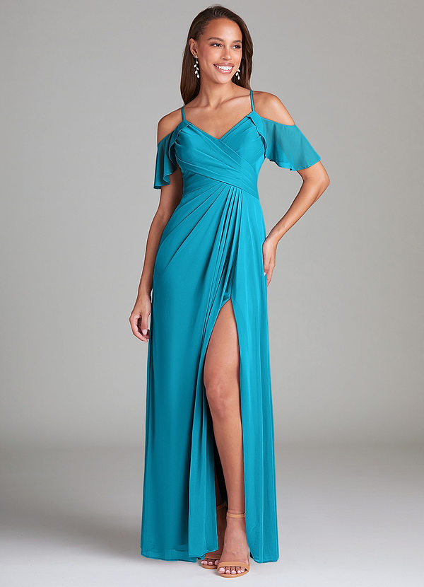 Dakota A-Line Off the Shoulder Mesh Dress