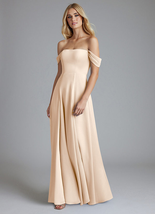 Azazie Seriana Brudtärneklänningar Klä av A-Linje i Chiffong Av axeln Vit Alabaster image1