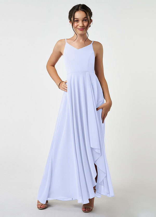 Azazie Collette Junior A-Linie Gestreift Chiffon Kleid Lavendel image1