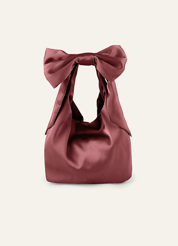 front Bolso de mano con lazo de satén elástico de color a juego