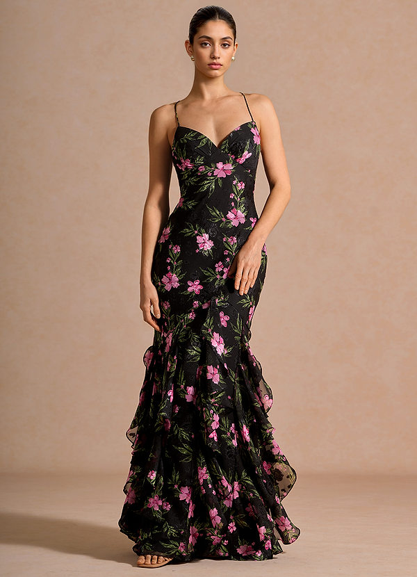 Robe Longue Noir Multi Fleurs Mariel image1