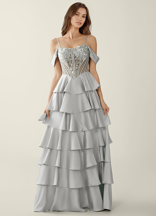 Calliope Argent Robe de bal bustier trapèze à décolleté cœur image1