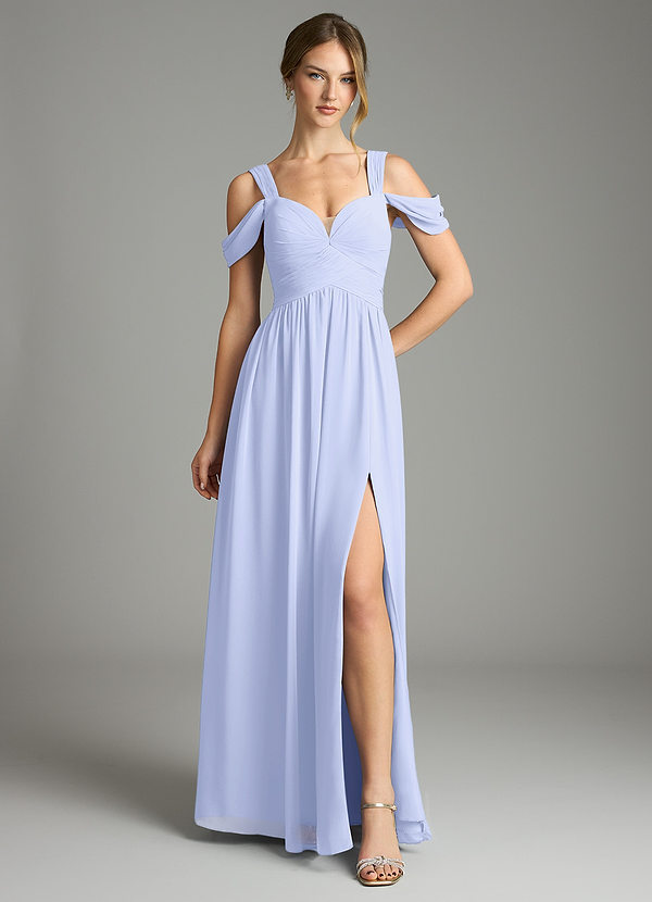 Azazie Lianne Bridesmaid Dresses Lavender A-Line Off the Shoulder Chiffon Dress image1