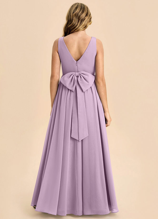 Azazie Hathaway Junior Wisteria A-Line Bow Chiffon Dress image1