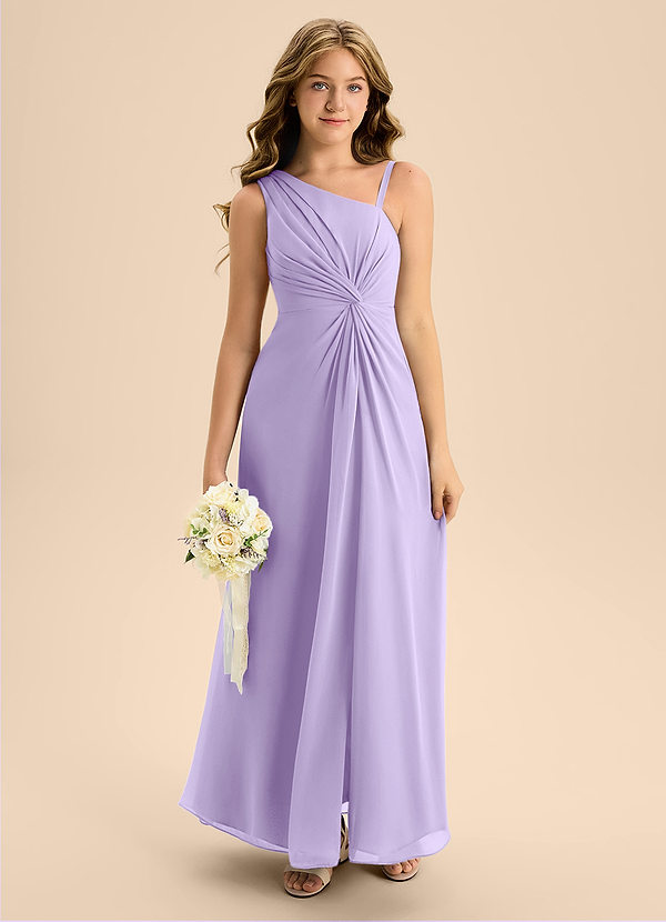 Azazie Brooke Junior Lilac A-Line Side Slit Chiffon Dress image1