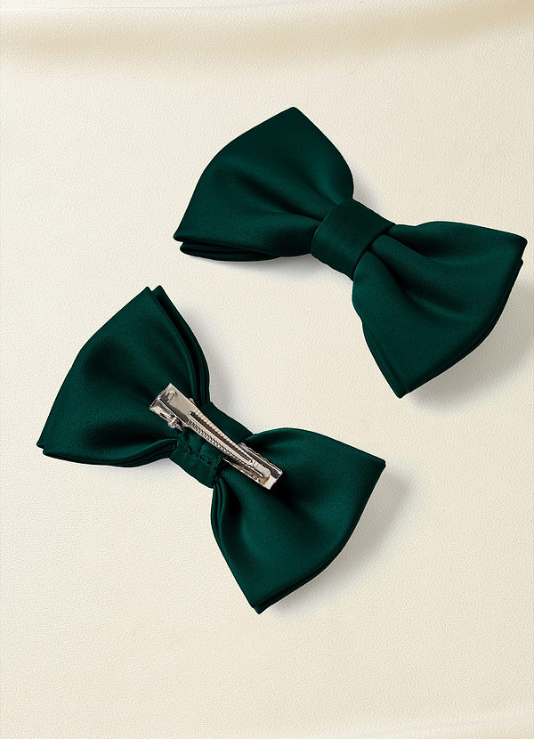 front Matte Satin Bow Hair Clip Set