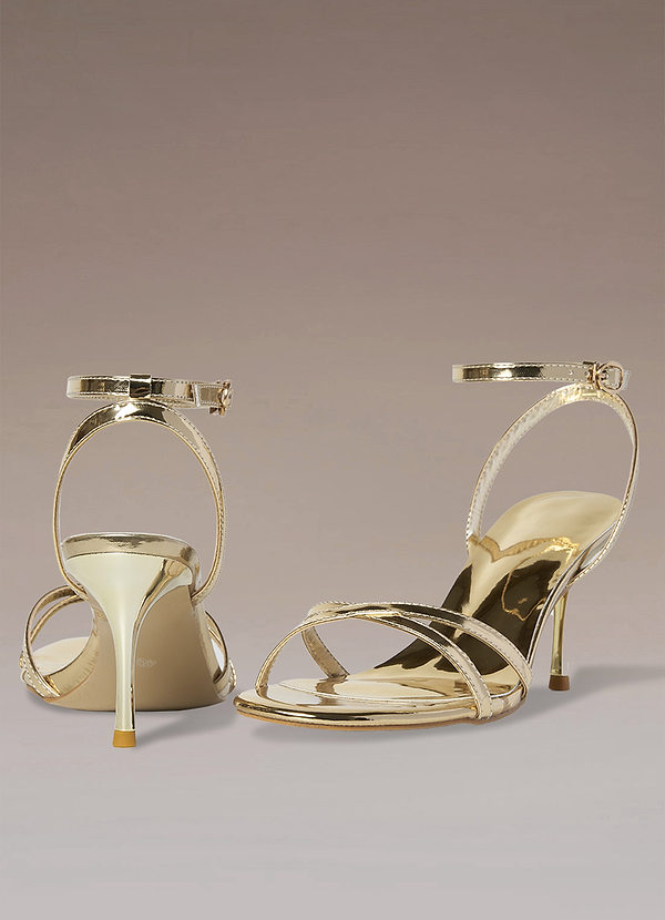 back Gold Cross Strap Heels