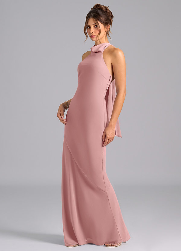 Azazie Velli Bridesmaid Dresses Dusty Rose Mermaid Bow Chiffon Dress image1
