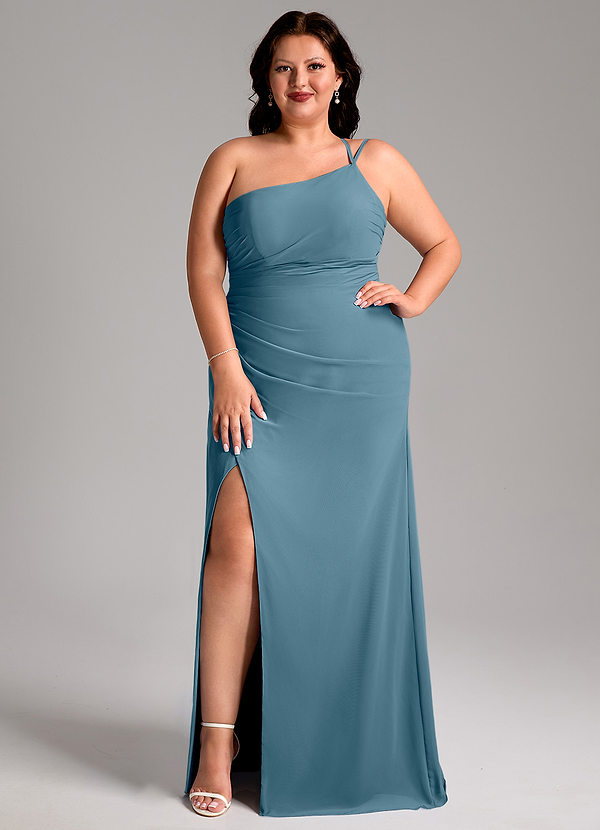 Azazie Eren Bridesmaid Dresses Bermuda Sheath One Shoulder Chiffon Dress image1