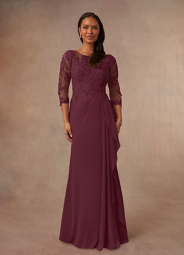 Azazie Calanthe Mother of the Brides Dresses Cabernet A-Line Scoop Chiffon Dress image1